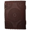 Leather Notebook with Decorative Embossing and Seven Chakra Stones in a Circle